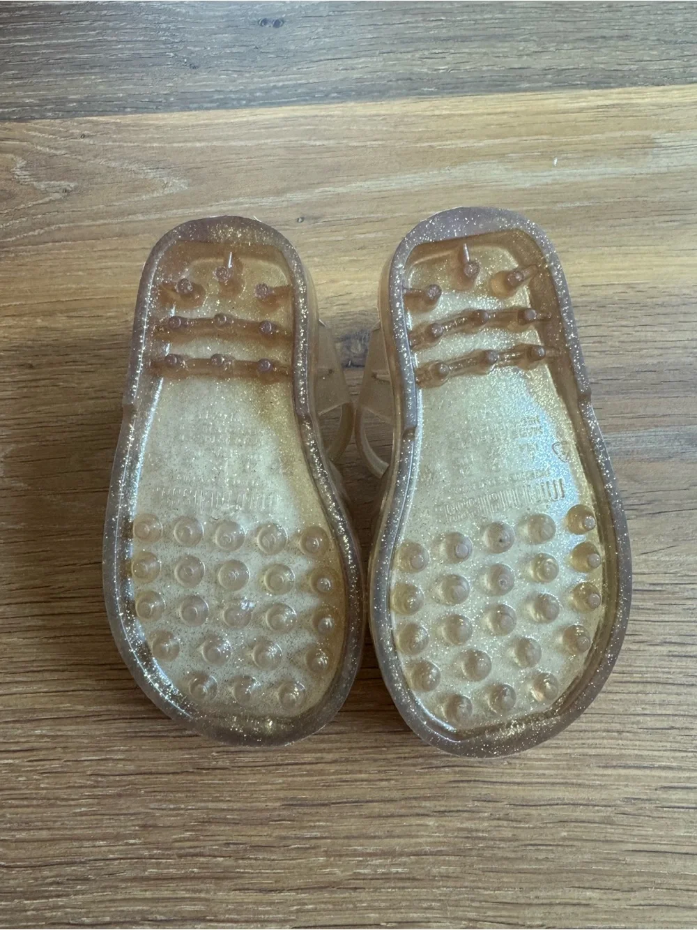 Mini Melissa Gold Glitter Possession Jelly Sandals Size 6